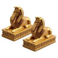 Magideal - 2 Uds Estatuas De Esfinges Escultura Egipcias Mitología Faraón Colección Coleccionable Artesanías De Resina Adorno De Escritorio Estante De