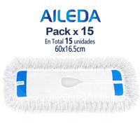 Aileda Repuesto Mopa Algodón 60Cm Doble Uso (Seco Y Húmedo) No Incluye El Palo (En Total 15 Unidades)