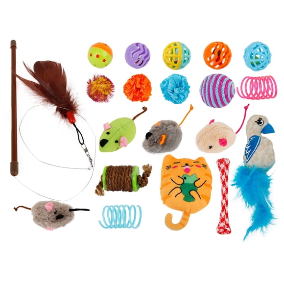 Paquete variado de juguetes para gatos Hartz Cattraction con vid plateada y hierba gatera