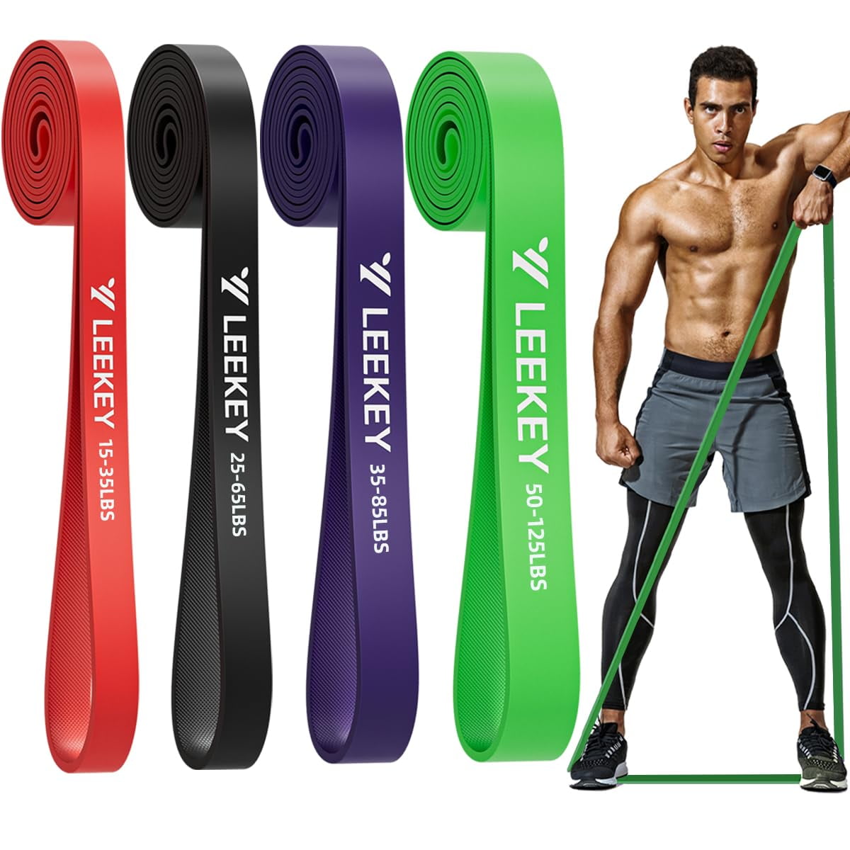 Juego De Bandas De Resistencia Leekey Pull Up Assist Con Textura Antideslizante