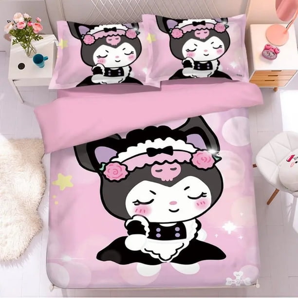 Kawaii Cinnamoroll Kuromi Bedding Set,My Melody Duvet Cover for Kids,Kuromi Duvet Home Modern Comforter Gifts for Kids 2/3 Pcs Bed Sheets