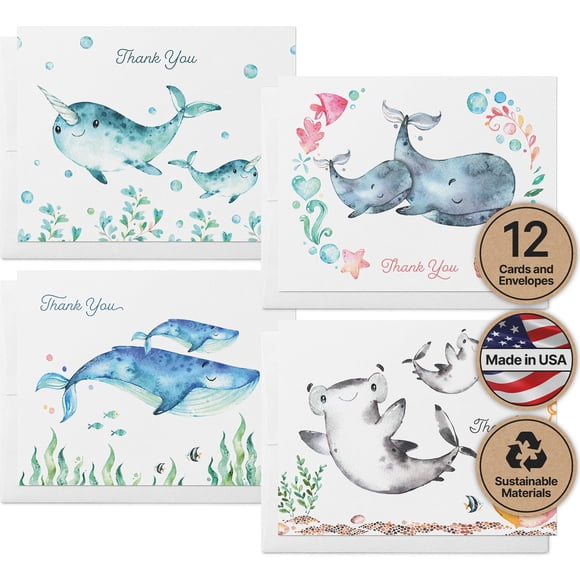 Juego de tarjetas de felicitación con forma de ramitas de papel, 12 tarjetas de agradecimiento con s