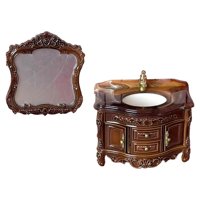 Magideal - Fregadero Para Casa De Muñecas Con Espejo, Modelo, Accesorios De Bricolaje, Muebles Decorativos En Miniatura, Mini Fregadero Para Juegos De Rol De Reg Marrón Oscuro