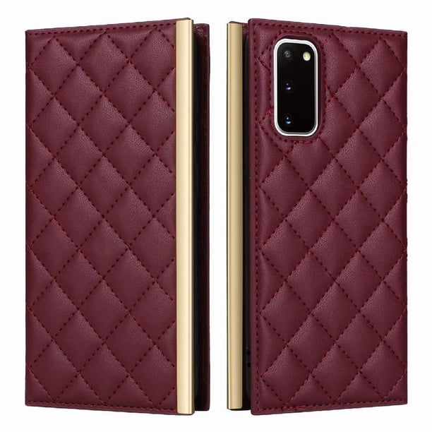 Funda Tipo Cartera Acolchada con Correa para Samsung Galaxy S20Rojo
