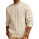 thumbnail image 1 of PJ PAUL JONES Sweater de hombre cuello redondo tejido trenzado, 1 of 3