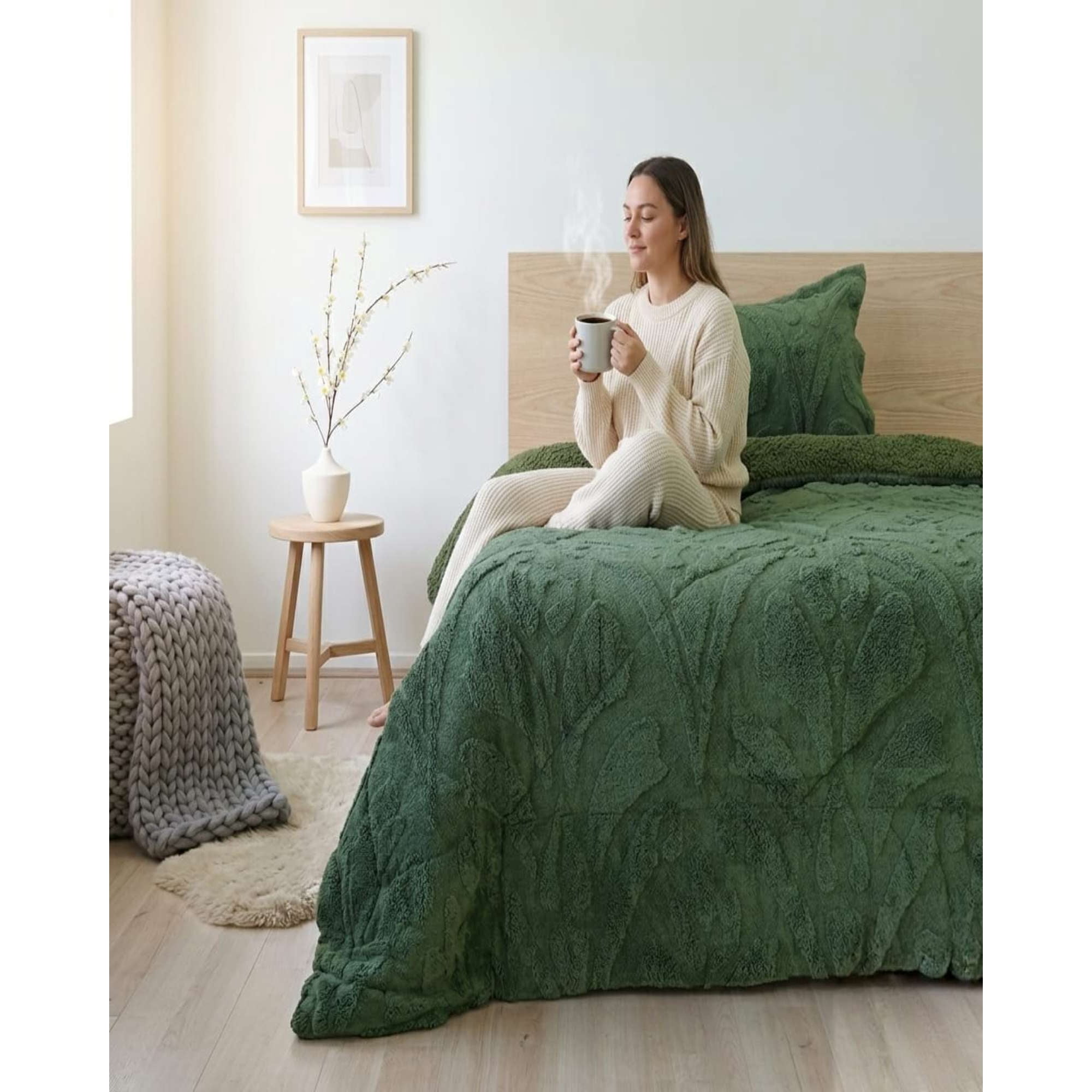 Myl Todo Para El Hogar - Cubrecama Plaza Y Media Sherpa Jacquard Cubrecama Plaza Y Media Invierno Sherpa Jacquard Extra Suavedeluxe