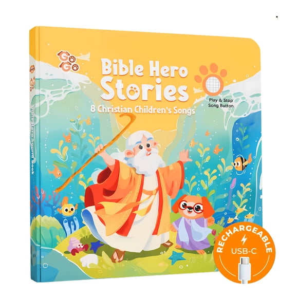 Libro sonoro GO GO Historias de héroes bíblicos con 8 canciones para niños de 1 a 5 años