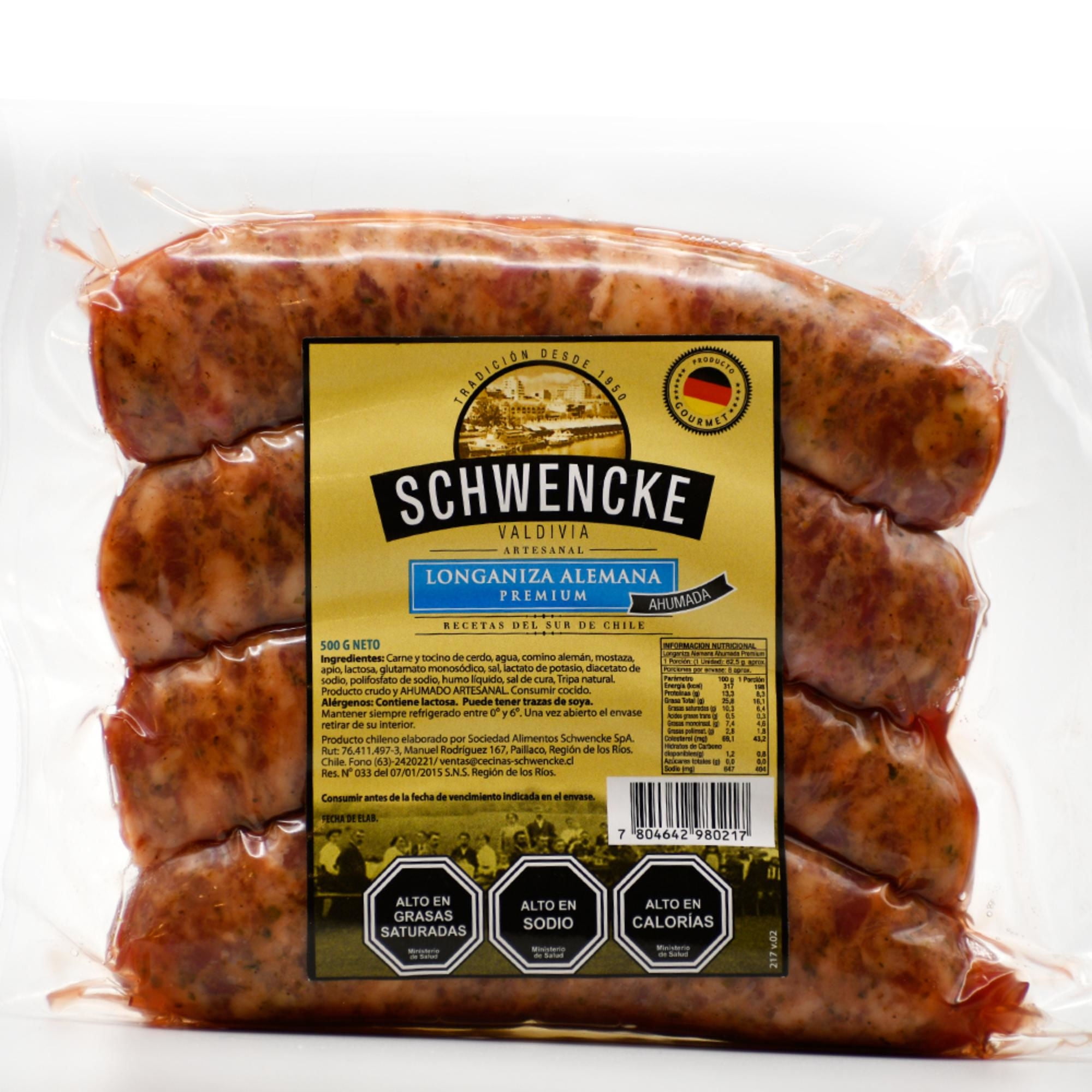 Longaniza Alemana Ahumada 4 Un 500 gr Schwencke