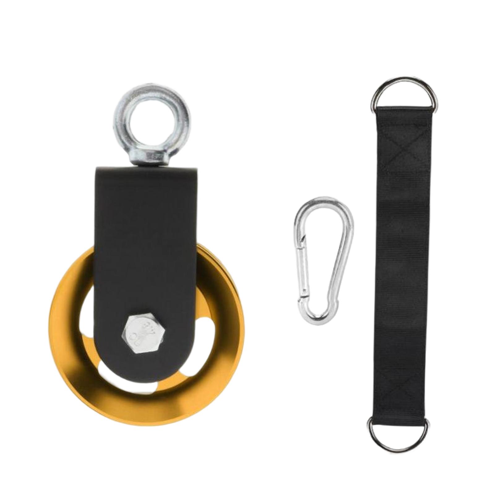 Magideal - Polea Con Mosquetón De Correa Oscilante De Ruedas De Polea De Gimnasio Para Sistema De Polea Lat Accesorio Extraíble De Bricolaje, , Aluminio Oro 95Mm Oro 157X95Mm