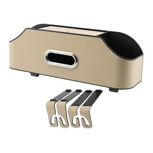 Ioensy - Organizador De Respaldo Para Asiento De Coche, Soporte Para Pañuelos, Almacenamiento De Cuero Pu, 2 Portavasos Para Bebidas