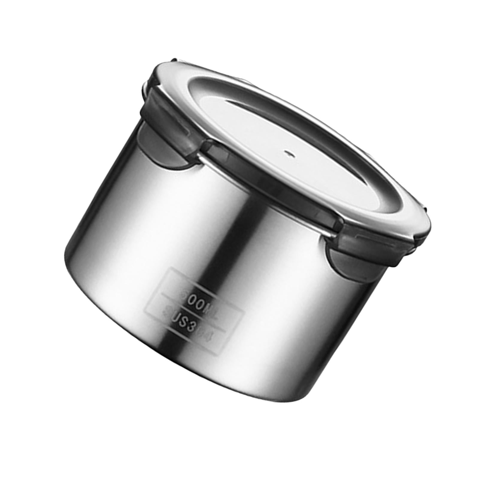 Magideal - Botes De Acero Inoxidable, Recipientes Herméticos Con Tapas, Contenedor De Almacenamiento De Alimentos Con Tapa, Recipientes De Café Para Té, Azúcar Y 500ml