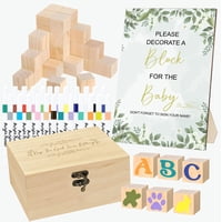 Kit De Juegos Para Baby Shower Eigtwen, 75 Unidades, Con Bloques De Madera Y Pintura