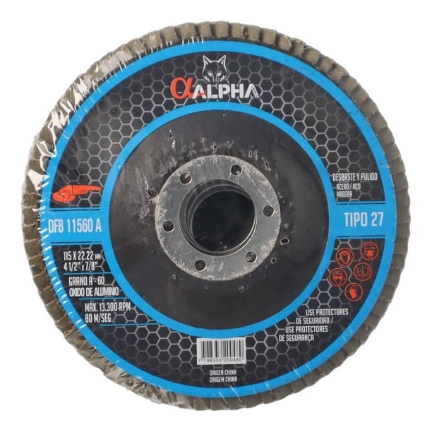 Disco Flap Traslapado 115mm (4-1/2'') Alpha Pro cafe Grano: 60