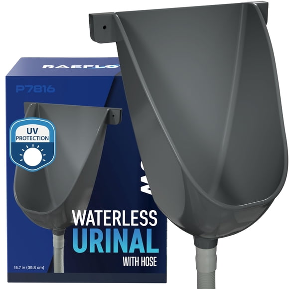 Urinario sin agua RAEFLOW resistente a los rayos UV para exteriores con manguera gris