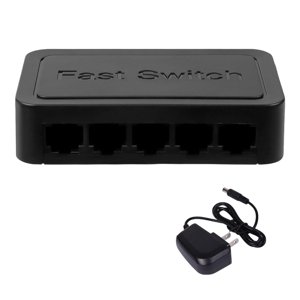 Magideal - Conmutador Gigabit Ethernet De 5 Puertos Accesorios Portátiles Multifunción Fácil De Usar Mini Concentrador De Red De Alta Velocidad Conmutador Fast E Negro