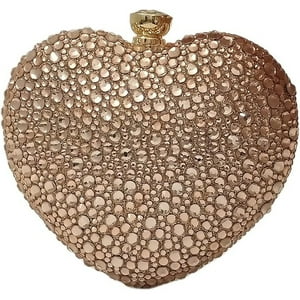 Veat00L - Lindo Bolso De Mano Con Forma De Corazón, Mini Corazón Con Diamantes De Imitación, Bolso De Mano De Imitación De Boda