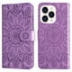 thumbnail image 1 of Funda tipo cartera FOXDOCK para iPhone 14 Pro , diseño girasol en relieve, cuero PU, cierre magnético, soporte y tarjetero, 1 of 5