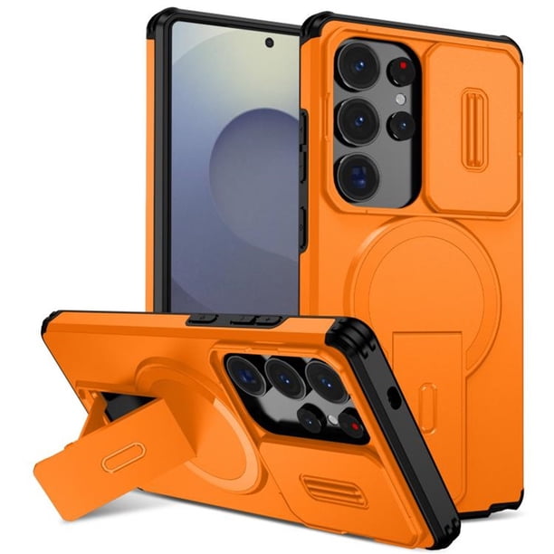 Funda para Samsung Galaxy S25 Ultra 5G 6.9" con Soporte Plegable Invisible, Carga Inalámbrica Magnética MagSafe, Carcasa Deslizante para Cámara, a Prueba de Golpes y Caídas, Funda Protectora Resisten