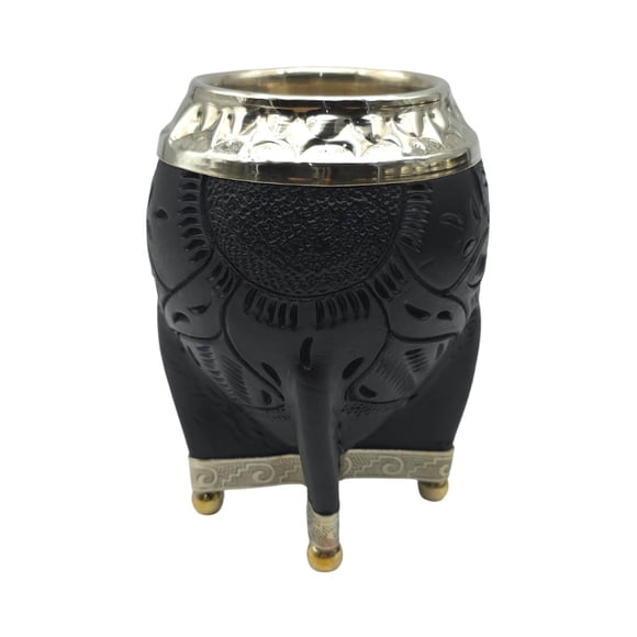 Mate Torpedo Negro de Calabaza con Virola Cincelada negro Criollo