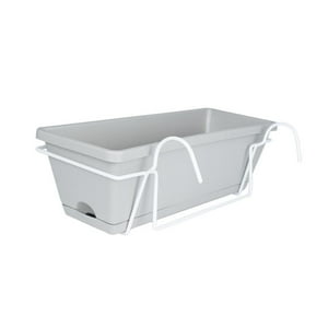 Genérico - Maceta De Flores Vegetales Con Estante Ventana Caja De Flores Para Balcón Riel Porche Gris Claro