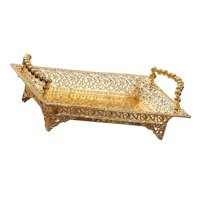 Magideal - Bandeja De Fruta Dorada De Hierro, Organizador De Platos De Servicio De Bandeja De Mostrador, Bandeja De Aperitivos Ktv De Hotel, Bandeja De Tocador P , Los 35X22Cm