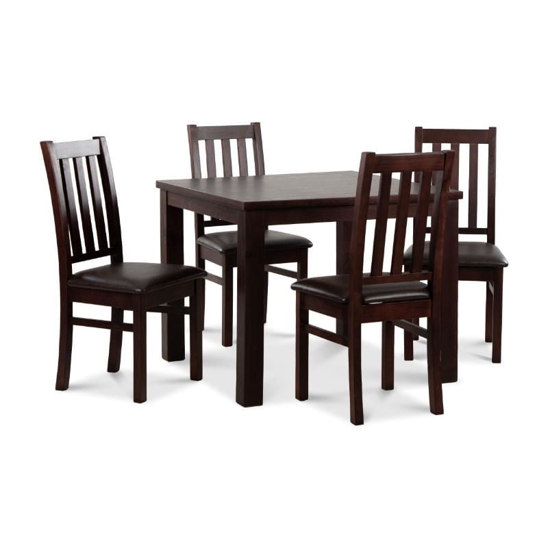 Cic - Comedor Ñuble Cuadrado 95X95 Cm Con 4 Sillas Chocolate-Negro