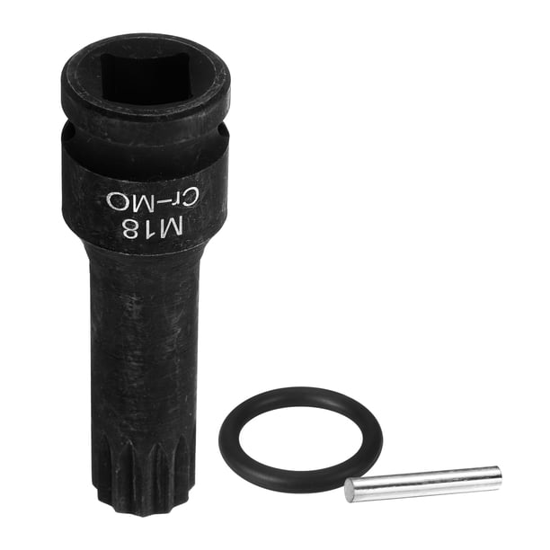 Uxcell 1/2" Unidad M18 Triple Cuadrado Impacto Ranura Bit Enchufe 18mm CR-MO Acero 12-Puntos Triple Cuadrado Enchufes con Pasador de Chaveta y Anillo-O para Adaptador de Taladro Eléctrico