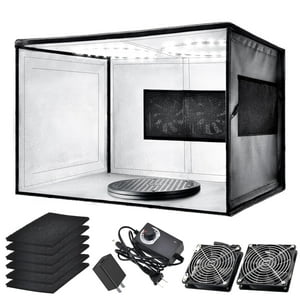 Cabina De Aerosol Con Aerógrafo Jfllajnf Con Doble Ventilador De Escape Y Led