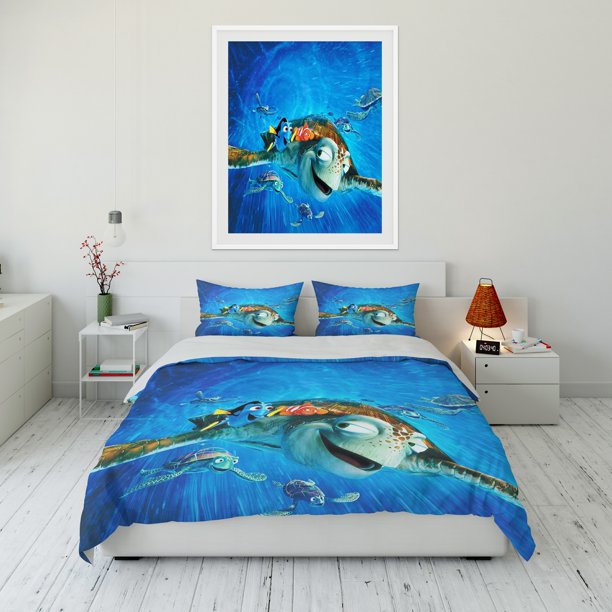 Finding Nemo Printed Bedding Set Cartoon Anime Duvet Cover Comforter Cover Boys Girls Children Adults Twin King Bed Sheets
