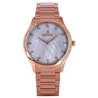 Reloj Westar Zing Crystal Accents Rose Gold Tone Stainless Steel White Mother Of Pearl Dial Quartz 00127Ppn611 Women'S Watch