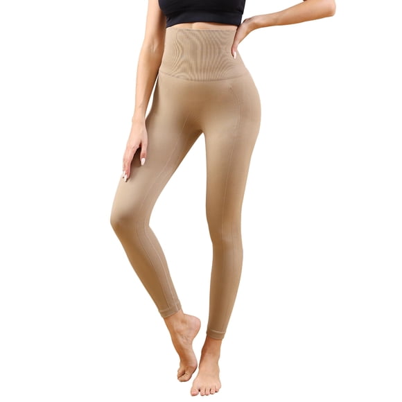 Leggins para hombre, cintura alta, compresión abdominal, color moca, talla M