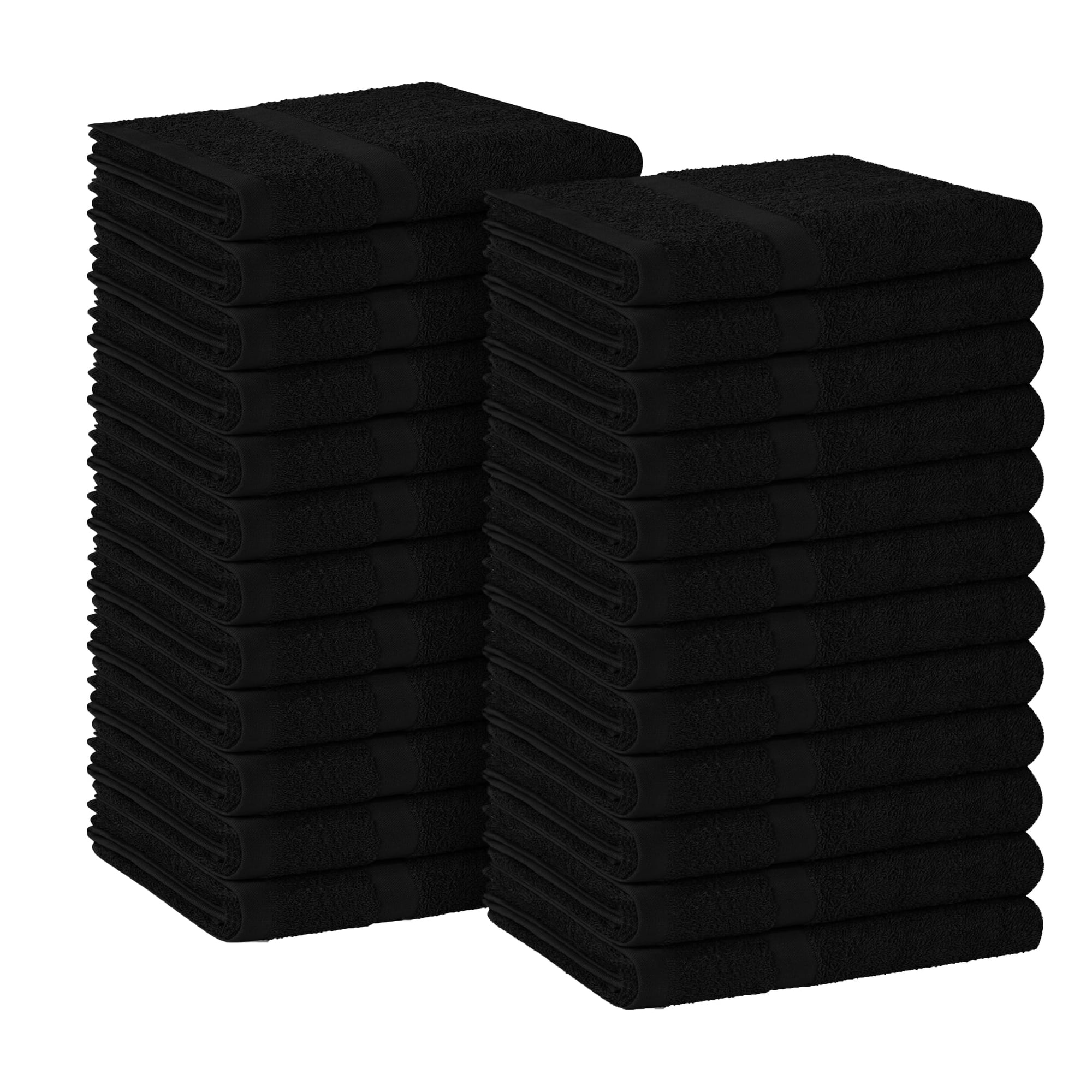 Avalon Towels - Toalla Avalon, Color Negro, 100% Algodón, 16 X 27 Cm, 24 Unidades