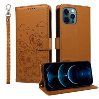 Funda Billetera Foxdock Compatible Con Iphone 12 Pro, Diseño Perrito Tierno, Ranuras Para Tarjetas Y Soporte Plegable