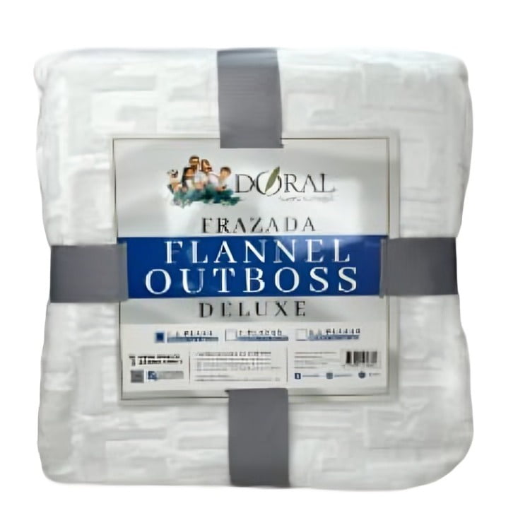 Frazada Flannel Outboss Deluxe 1.5 Plazas / Blanco