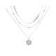 thumbnail image 1 of Collar Acero Plateado 3 Capas con Colgante Circular, 1 of 5