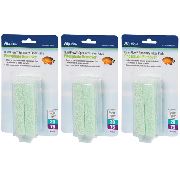 Almohadillas filtrantes Aqueon QuietFlow para eliminar fosfatos, tamaño 20/75 (12 x 4)