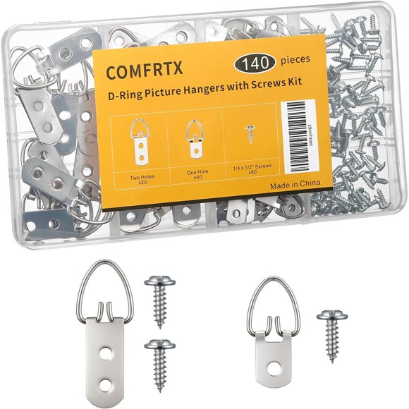 Kit COMFRTX de 140 piezas con ganchos D Ring para cuadros