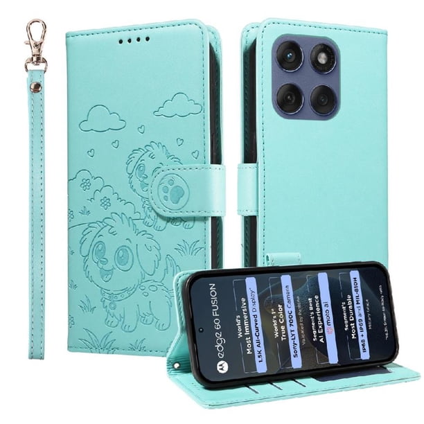 Funda Billetera FOXDOCK Compatible con Motorola Edge 60 5G, Diseño Perrito Tierno, Ranuras para Tarjetas y Soporte Plegable
