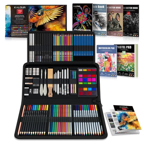 Set De Materiales De Arte Kalour, 154 Piezas, Para Bocetos Y Dibujos Con Libro