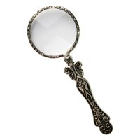 Magideal - Lupa Tallada Retro Lente De Aumento En Relieve Profesional Ligero Portátil Pequeño 48 Mm Para Leer Comprobación De Ciencia Padre , Plata