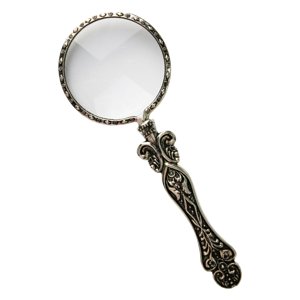 Magideal - Lupa Tallada Retro Lente De Aumento En Relieve Profesional Ligero Portátil Pequeño 48 Mm Para Leer Comprobación De Ciencia Padre , Plata