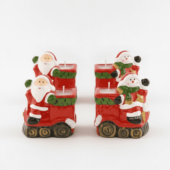 Set 4 Portavelas Navideños Papá Noel Muñeco Nieve Decoracion