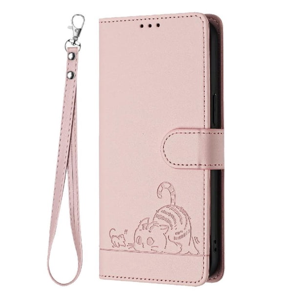 Funda tipo cartera FOXDOCK para Samsung Galaxy A6 2018 con soporte, ranuras, RFID, diseño de gato