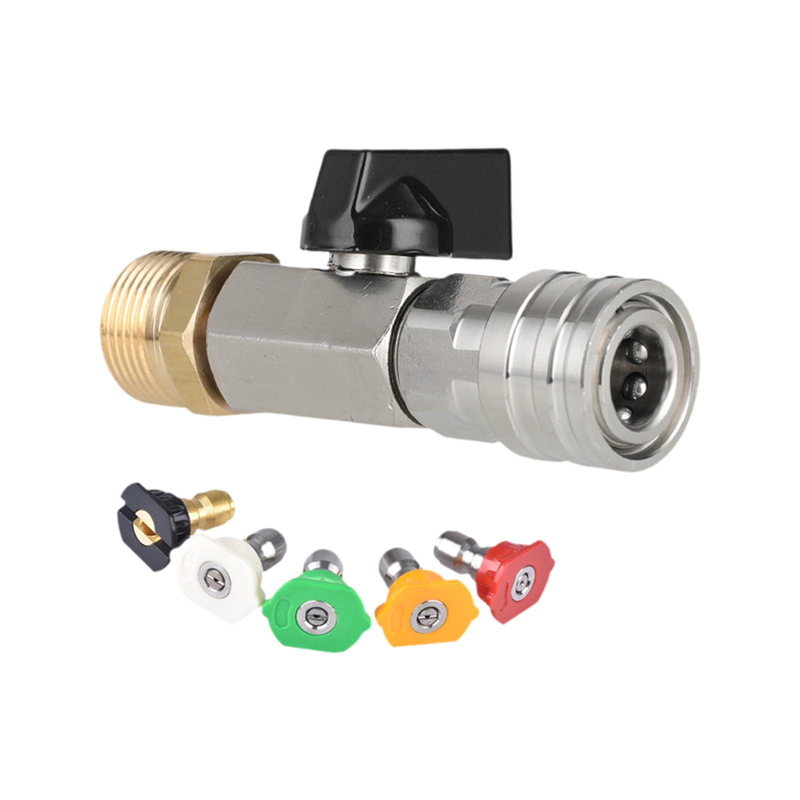 Magideal - Válvula De Bola De Lavadora De Alta Presión 1/4 Reemplazo De Tubería De Alto Rendimiento Conectación Rápida Para Lavado De Automóviles, Limpieza De La M22 Y 5 Boquillas