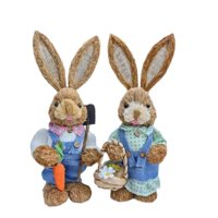 Magideal - 1 Par De Figuras De Conejo De Pascua, Para Interior Y Exterior, Estilo Rústico, Decoración De Pascua, Muñeca, Boda, Jardín, Escultura De Animal, Adorn Azul