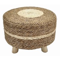 Genérico - Reposapiés Redondo Natural Ratán Madera Multifuncional Jhn