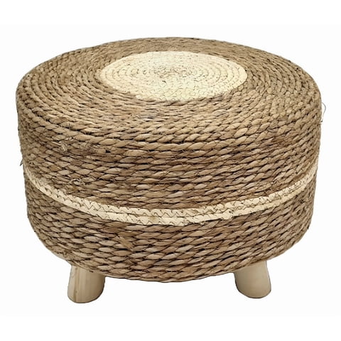 Genérico - Reposapiés Redondo Natural Ratán Madera Multifuncional Jhn