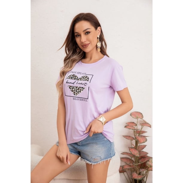 Polera Mujer Algodon Manga Corta Diseño Corazon 0051