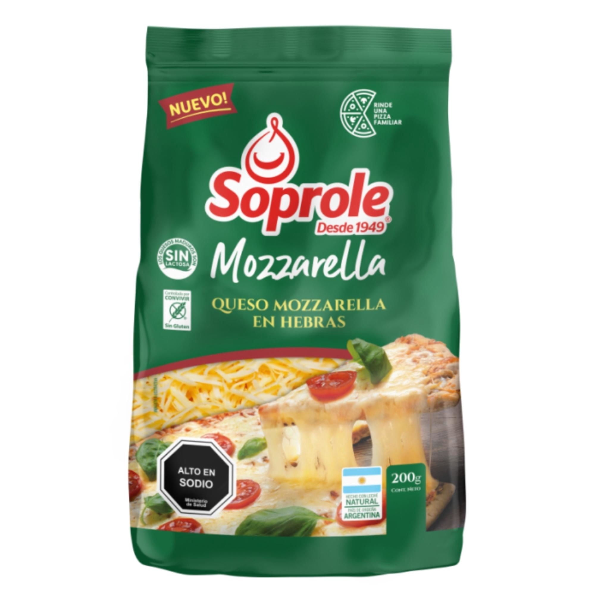 Queso Mozzarella Hebras 200 g Soprole