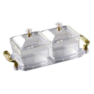 Magideal - Plato De Frutas Secas, Plato Para Servir Dividido, Caja De Almacenamiento De Alimentos Nórdica, Bandeja Para Servir Aperitivos Para El Hogar, Comedor, Borrar 2 Cuadrículas